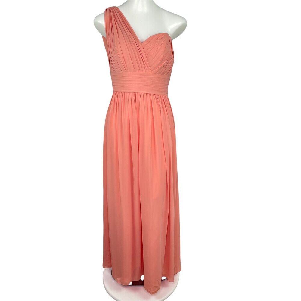 Watters & Watters Peach One Shoulder Full Length Bridesmaid Dress Women's Sz 8